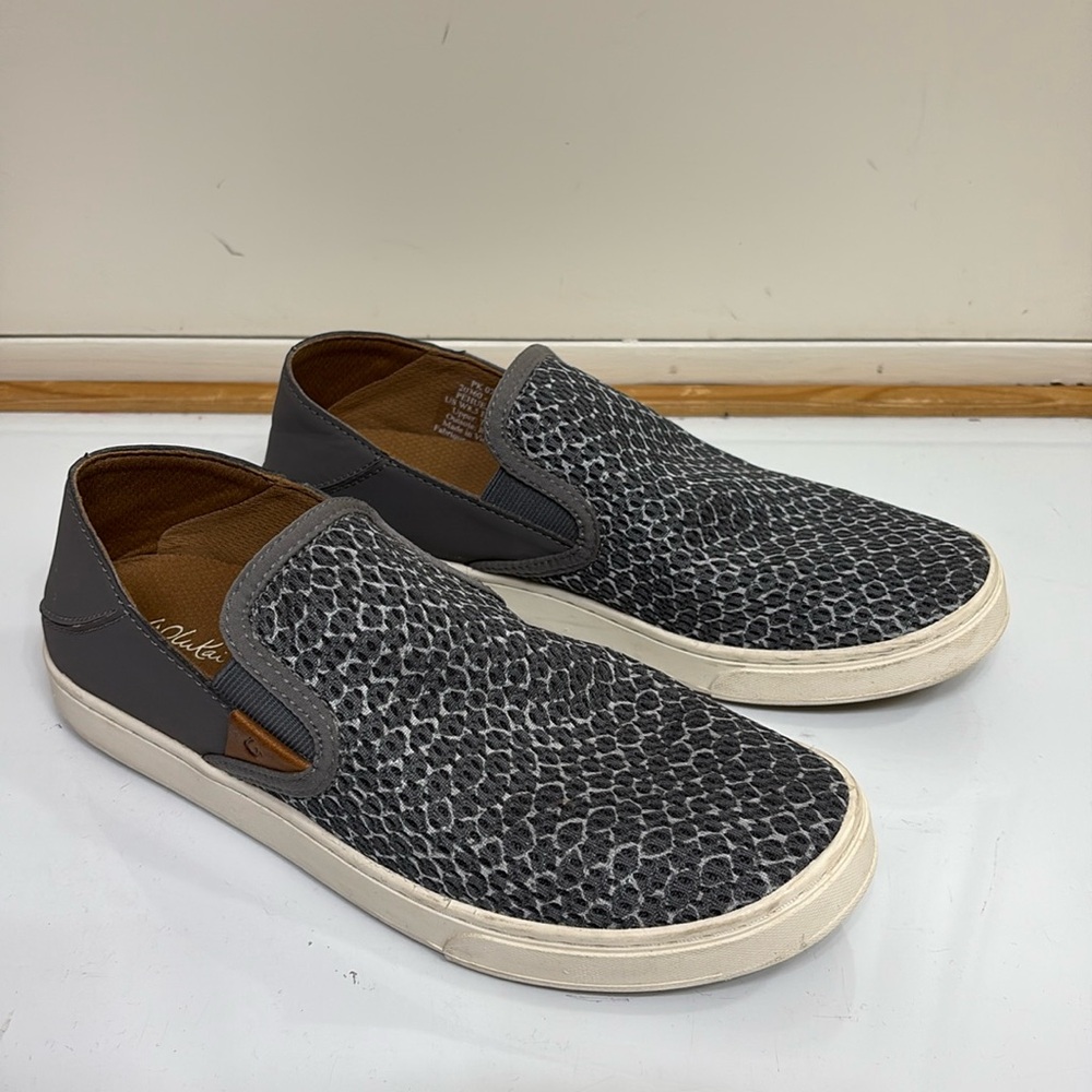 Olukai Mo'o Pehuea Pa'i Slip On Sneakers -‎ Charcoal - 8.5